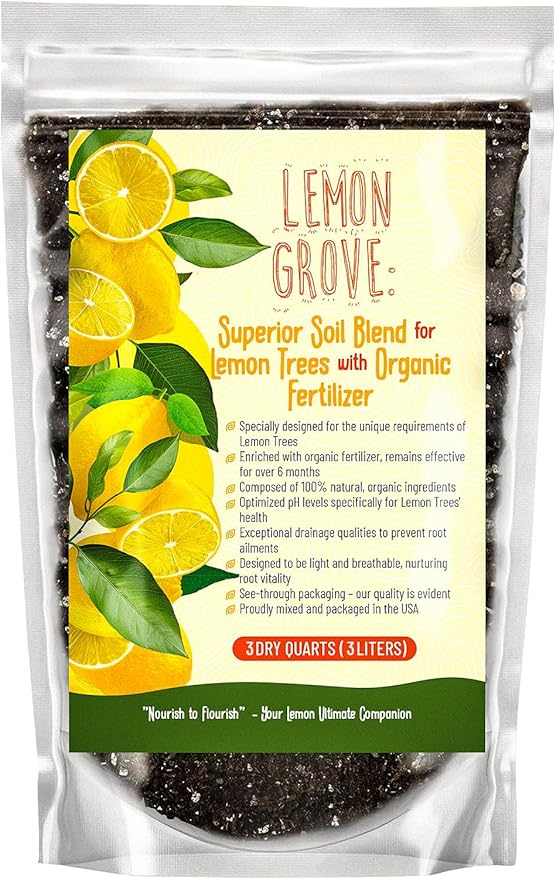 Organic Lemon Tree Soil – Citrus Potting Mix with Organic Fertilizer – Ideal for Potted Lemon Trees, Meyer Lemons & Citrus Plants – Chunky, Indoor & Outdoor (1 Quart)