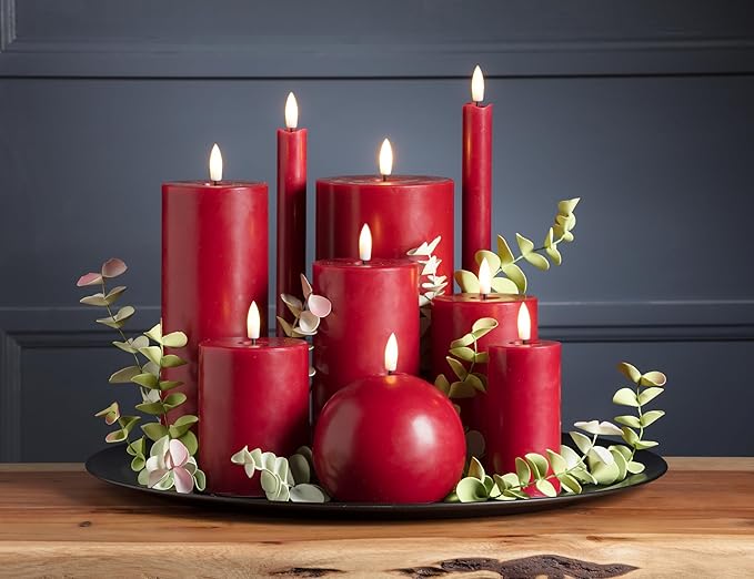 Abbott Collection Wax LED Flameless Pillar Candle - Red (3x6 H)