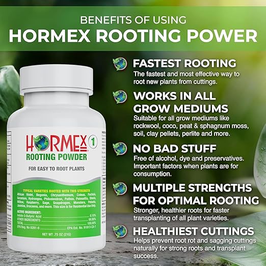 Hormex Rooting Powder #1 & Rooting Cubes Combo - Rooting Hormone for Softwood Cuttings & Organic Peat Moss Coco Plugs - Fast, Healthy Root Growth for Propagation, Hydroponics, & Seed Starting