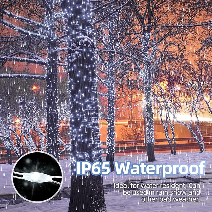 LIGHTOP Solar String Lights Outdoor 2 Pack 33FT 100LED Copper Wire Fairy Light Waterproof Decoration for Wedding Party Terrace Yard Tree Garden Patio Christmas (Cool White)
