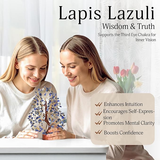 YATSKIA Lapis Lazuli Crystal Tree of Life - Healing Crystals and Stones - Crystals Decor - Crystal Gifts for Women - Good Luck Gifts
