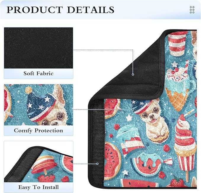 CHIFIGNO Cute Dogs and Food Seat Belt Covers Soft Car Seat Strap Covers 2 Pack Car Seat Shoulder Protector for Adults Women Kids