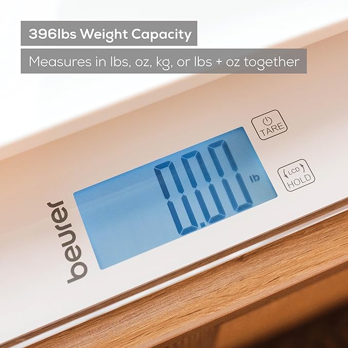 Beurer BY82 Multifunctional Baby Scale for Infants, Pets, Kids, & Adults up to 396lbs, Measures in 4 Units with Backlit Digital Display & Hold Function for Accuracy, Animal Scale for Cats and Dogs