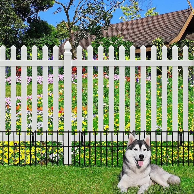 Animal Barrier, 19 Pack No Dig Decorative Fences, 17in(H) x19ft(L) Rustproof Metal Wire Small Garden Fence Border for Dogs Rabbits