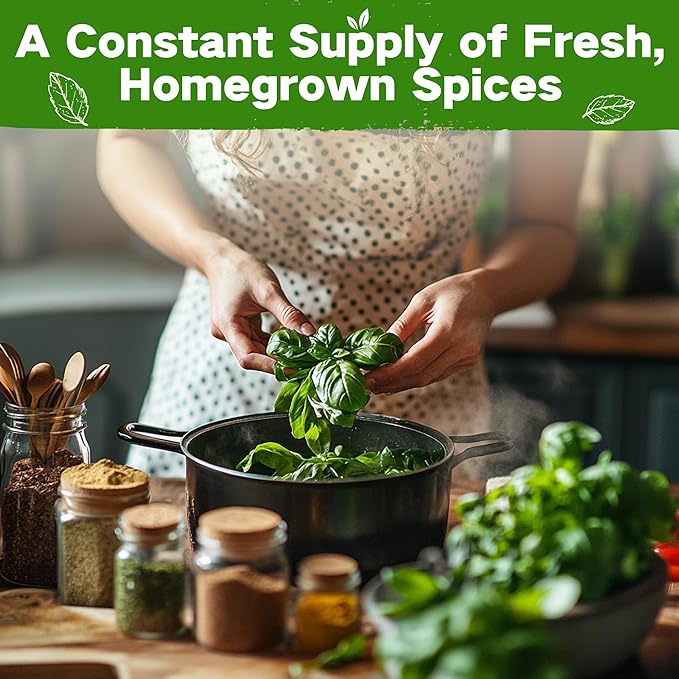 Lush&Dew Culinary Herbs Kitchen Garden Heirloom Seed Bank, Gardening Gifts, 16 Varieties Non-GMO Seeds for Planting Herb in Raised Garden Beds Windowsill, Survival Seed Kit, Cooking Spices Basil Dill