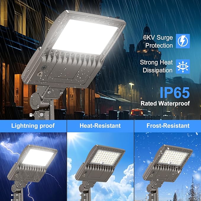 KUKUPPO 10Pack 240W LED Parking Lot Light Power Adjustable, LED Shoebox Flood Pole Light Outdoor Parking Lighting with Slip Fit 36,000LM 5000K IP65 Waterproof 100-277V UL Listed