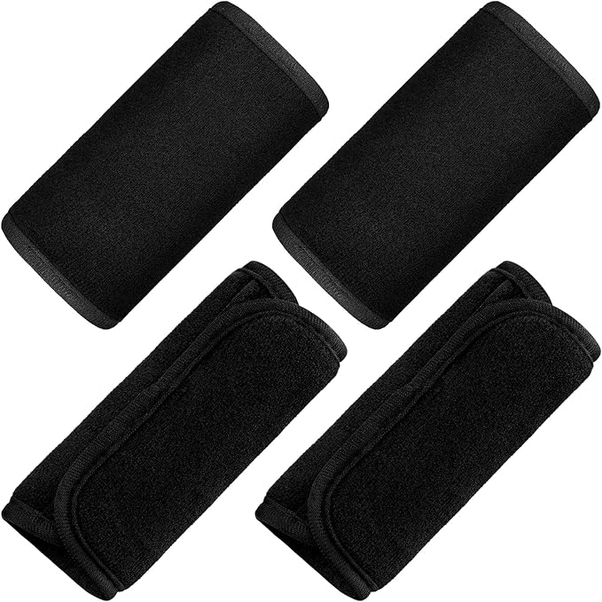 Riakrum 4 Pcs Baby Car Seat Belt Covers Soft Car Seat Straps Shoulder Pads for Kid Infant Stroller Strap Covers Safety Belt Cushion Pads for Boy and Girl(Black,5.7 x 2.6 Inch)