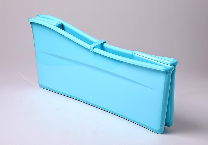 G Ganen Plastic Foldable Bathtub for Shower Portable Ice Bath Tub Blue 30Inch