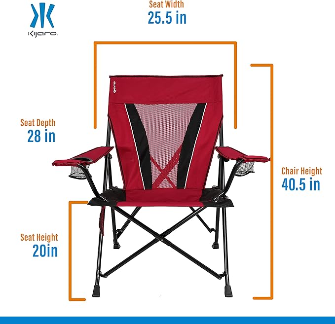Kijaro XXL Dual Lock Portable Camping Chair - Supports Up to 400lbs - Enjoy The Outdoors in a Versatile Folding Sports & Outdoor Chair