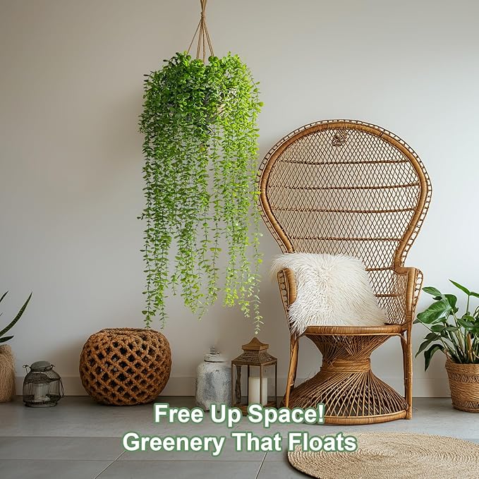 4PCS Fake Hanging Plants Set - Ultra Realistic Artificial Vine with Lifelike Leaves, Zero Maintenance Home & Office Decor for Wall, Shelf, Wedding Arch