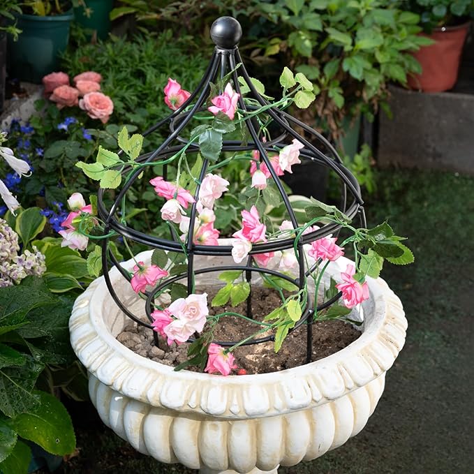 Sturdy Metal Garden Obelisk Trellis for Climbing Plants - 12" x 8.1" Versatile Support for Roses, Topiaries & Houseplants - Easy to Assemble, Durable & Decorative for Indoor/Outdoor Displays
