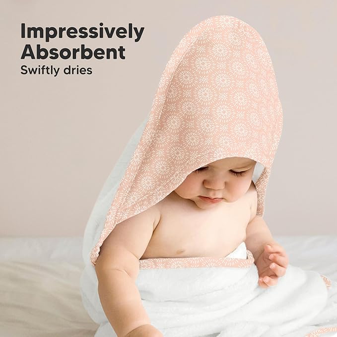 KeaBabies Hooded Baby Towel for Newborn - Viscose Derived from Bamboo Large Baby Bath Towels with Hood for Boys, Girls, Toddler, Extra Absorbent & Soft Newborn Bath Essentials (Crystal, Regular)