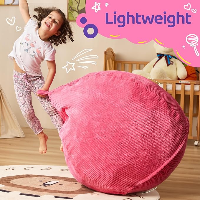 Bean Bag Chairs Teardrop Bean Bag Chair Beanbag Chair with Memory Foam Filled Machine Washable Cover for Living Room, Bedroom (Small,Pink)