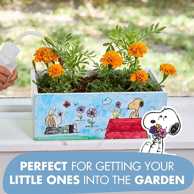 Garden Republic Jr Peanuts Paint & Plant Flower Growing Kit for Kids -Birthday Crafts Gifts for Girls & Boys, Fun Children Gardening Kits