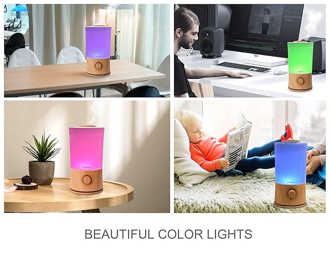 BlueHills Premium 2000 Ml Set of 2 Large Essential Oils Diffusers for Large Rooms Big Capacity Models Adjustable Cool Mist Great Gift – Value Pack of 2 Wood Grain and White
