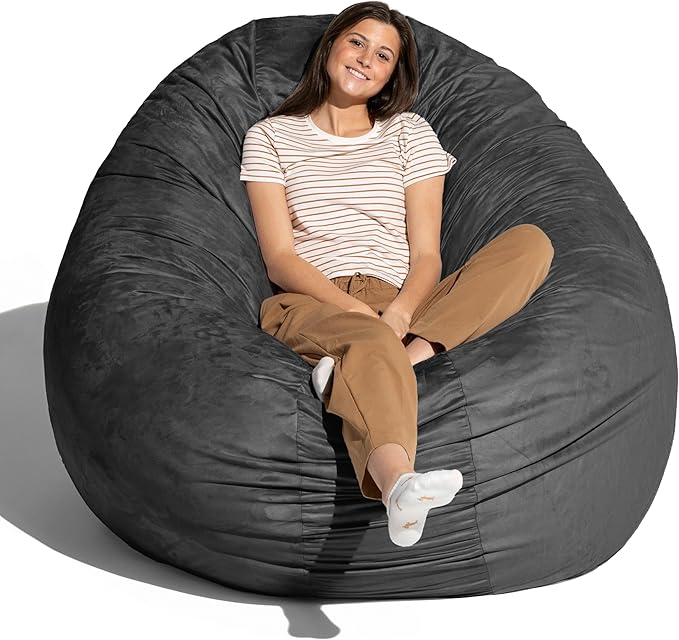Jaxx 6 Foot Cocoon - 2-in-1 Convertible Bean Bag Bed & Large Bean Bag Chair for Adults, Black