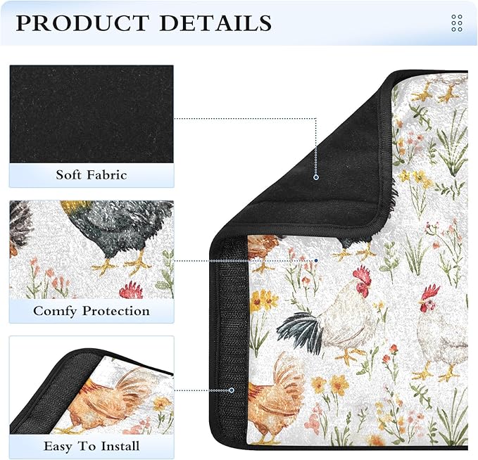 CHIFIGNO 2 Pack Colorful Roosters Cute Flowers Seat Belt Covers Cute Seat Belt Cushion Cover Shoulder Pad Auto Interior Accessories Protect Your Neck and Shoulder