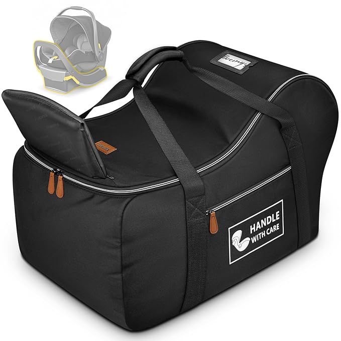 YOREPEK Car Seat Travel Bag Fits Infant Carseat with Anti-Rebound Bar Base, Padded Carseat Bags for Air Travel, Car Seat Airplane Cover with Side Pocket for Baby Essentials, Black