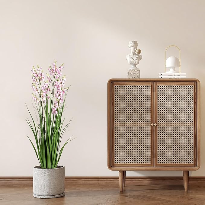 Fake Plants Home Decor Fake Flowers Artificial Plants Outdoor Tall Grass Plant Artificial Pampas Grass Decor Artificial Plants Indoor Fake Grass Living Room Decor Artificial Grass 36" 2PCS（Pink）