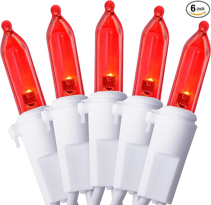 Holiday Essence 100 LED Red Christmas, White Wire 26.9 Feet Long String Lights Set for Outdoor/Indoor Décor, Valentines Day, Wedding, Halloween, Christmas Tree, Lighting Decorations, UL Certified