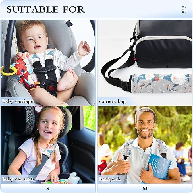 Cute Gnomes Christmas Lights Seat Belt Covers Pack of 2 Universal Seatbelt Covers Seatbelt Shoulder Pad for Adults Kids