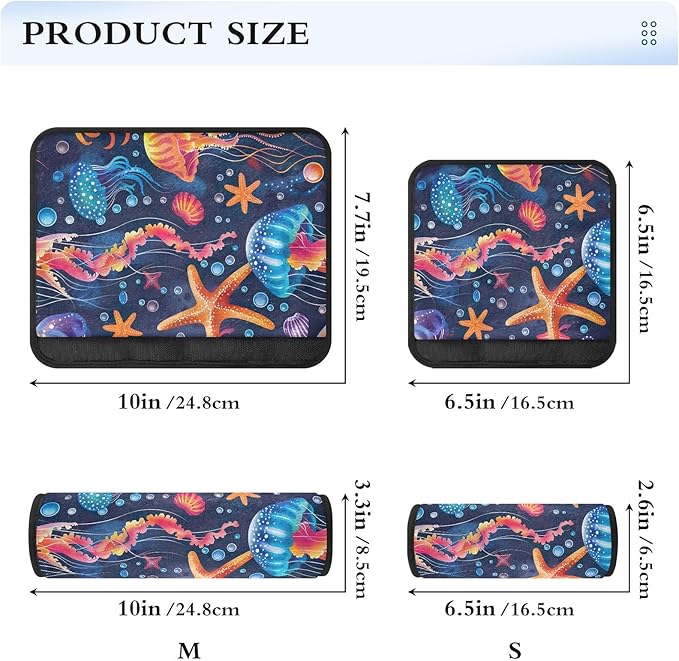 CHIFIGNO Colorful Jellyfish and Starfish Seat Belt Cover Universal Seatbelt Pads Pack of 2 Car Seat Shoulder Protector Protect Your Neck and Shoulder
