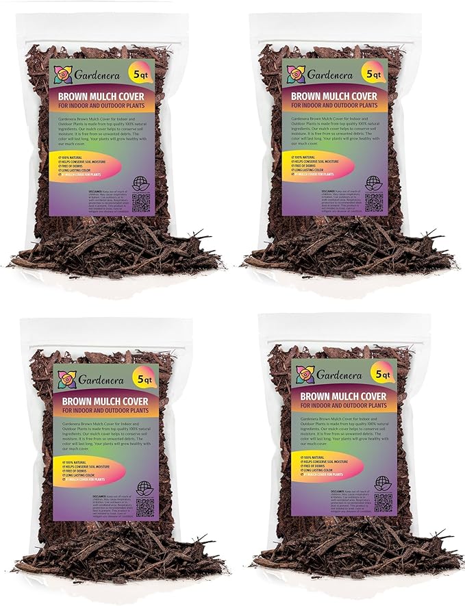 Gardenera Organic Brown Mulch - Nurture Your Plants with Natural Nutrients - 20 QUARTS