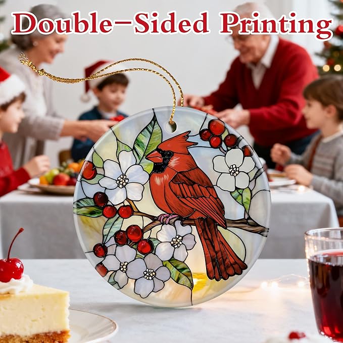 Cardinal Ornament for Christmas Tree | Christmas Ornaments, Red Bird Decor, Holiday Decor Gifts for Bird Lovers, Cardinal Memorial Gifts, Gift Exchange & Gift Idea, Giftbox Included