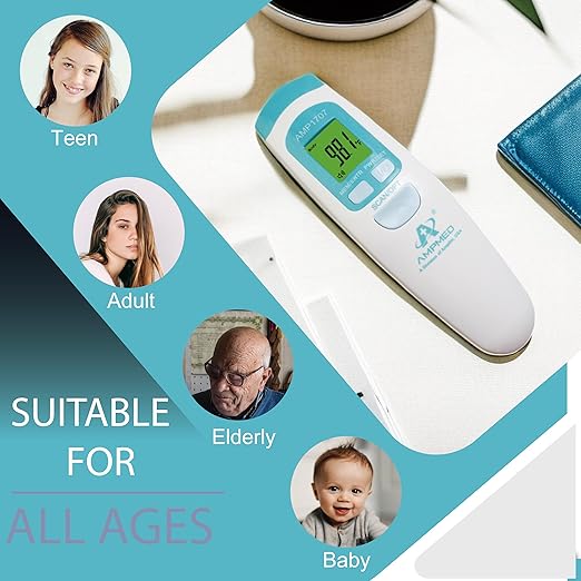 Amplim Deluxe No Touch Forehead Thermometer for Babies and Adults | Bundle Pack