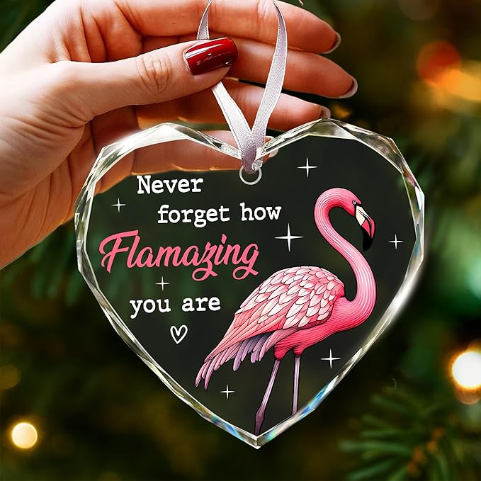 Flamingo Christmas Ornaments - Pink Flamingo Ornaments for Christmas Tree, Novelty Holiday Flamingo Gifts for Bird Lovers, Unique Ornament Celebrating A Tropical Holiday Theme