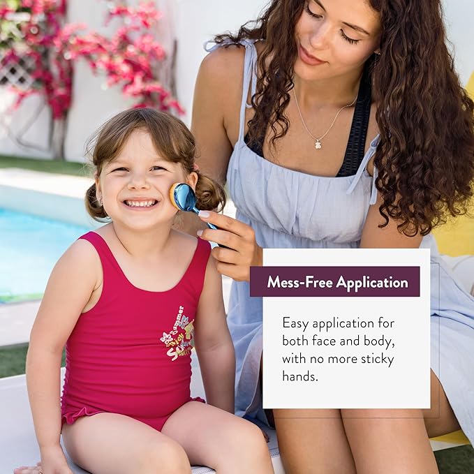 Mothercould Premium Sunscreen Brush Set Kids & Baby Sunblock Applicator with Metal Handles, Travel Bag, 2 Brushes, 2 Caps, & Cleaning Mat Mess-Free Sun Care (2 Pack) (Blue)