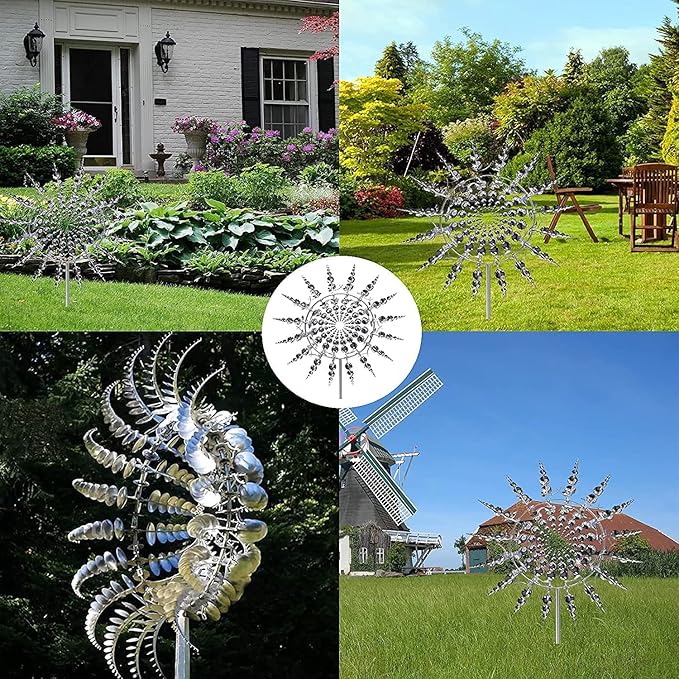 Metal Windmill, Wind Spinners for Yard and Garden, Pinwheels, Silver, Kinetic