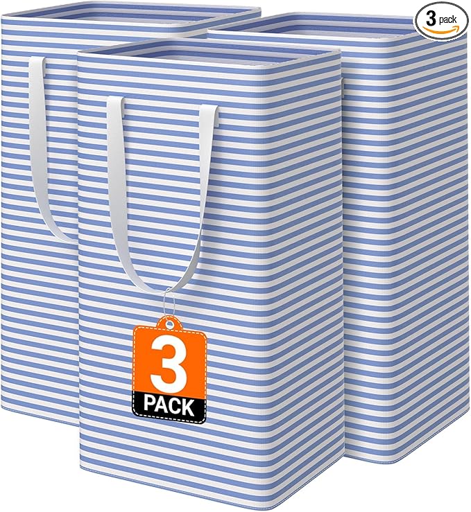 3 Pack Large Laundry Basket, Waterproof & Freestanding Laundry Hamper,
