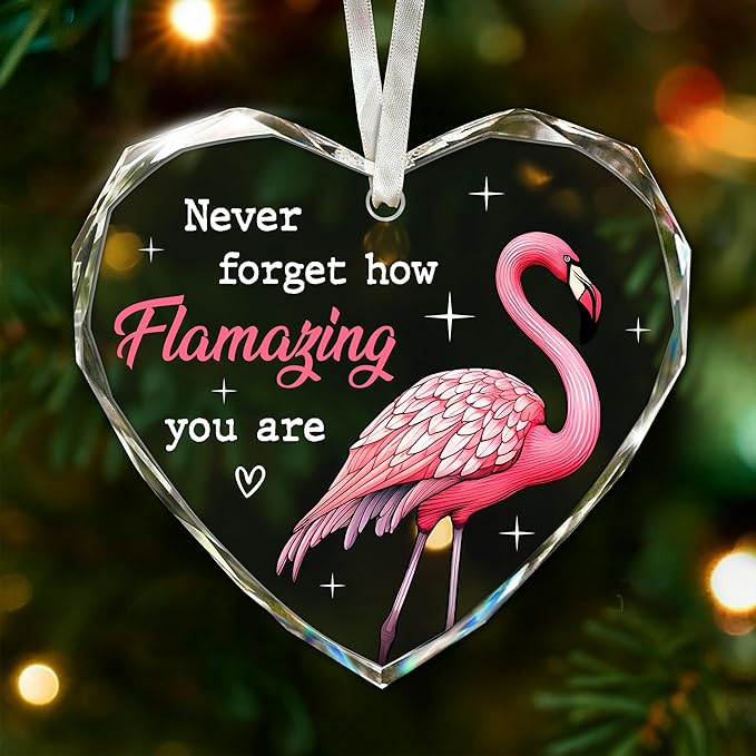 Flamingo Christmas Ornaments - Pink Flamingo Ornaments for Christmas Tree, Novelty Holiday Flamingo Gifts for Bird Lovers, Unique Ornament Celebrating A Tropical Holiday Theme