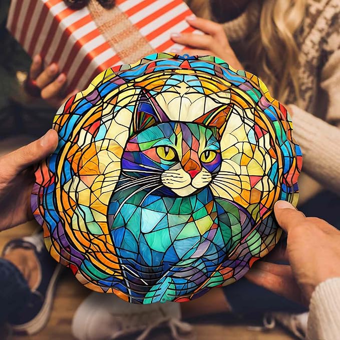 Cat Wind Spinner, Cat Wind Spinner Hanging for Yard and Garden, Unique Gift Wind Spinner, 3D Hanging Wind Spinner Outdoor, Cute Cat Wind Spinner
