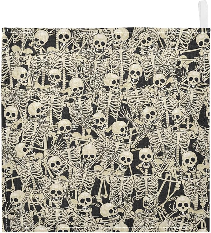 Fun Skull Baby Washcloths Newborn Muslin Burp Cloths 3 Pack Soft Cotton Baby Face Bath Towel Drool Bibs for Infants, Girls and Boys 11.8 x 11.8 Inch