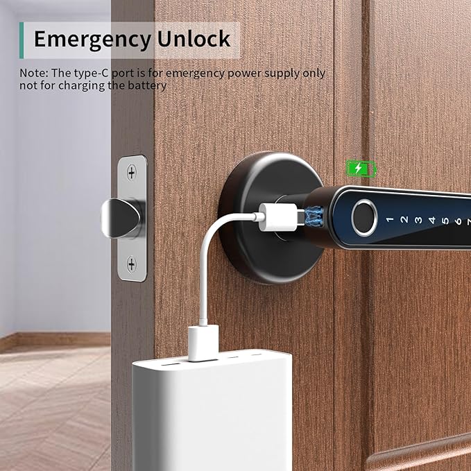 IRONZON Fingerprint Door Lock Smart Door Lock with Keypad Keyless Entry Door Lock with Handle for Home Hotel Office Apartment Bedroom