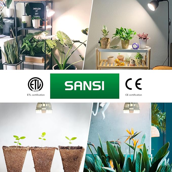 SANSI LED Grow Light Bulb 2Pack, PAR25 24W 1Pack + PAR25 15W 1Pack, Full Spectrum LED Grow Bulb for Indoor Plants