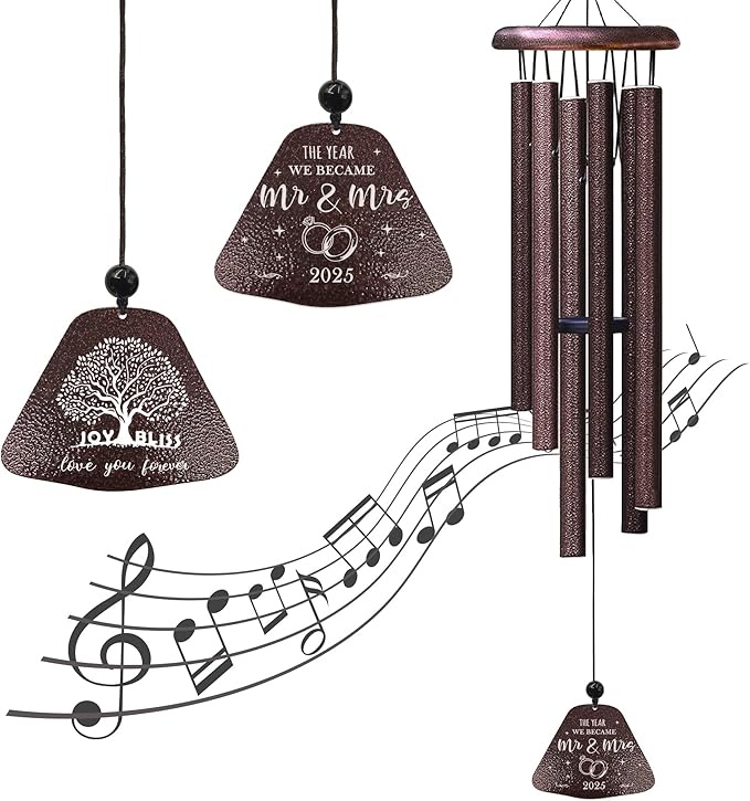 Wedding Gifts, Mr and Mrs Gift 32” Wind Chimes Outside, Wedding Gifts for Couples Newlyweds 2025, Bridal Shower Just Married Gift