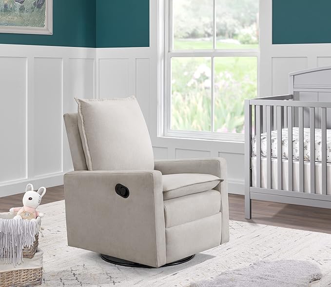Oxford Baby Uptown Upholstered Swivel Glider & Recliner Nursery Chair, Sand