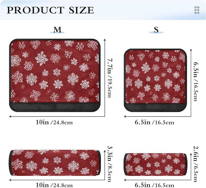 2 Pack Seatbelt Covers Seat Belt Cover Pad for Adults Boys Girls Car Seat Strap Covers Pads Cushion Universal Shoulder Strap Pad Protector for Backpack Camera Bag 10x7.7Inch Red Winter Snowflakes
