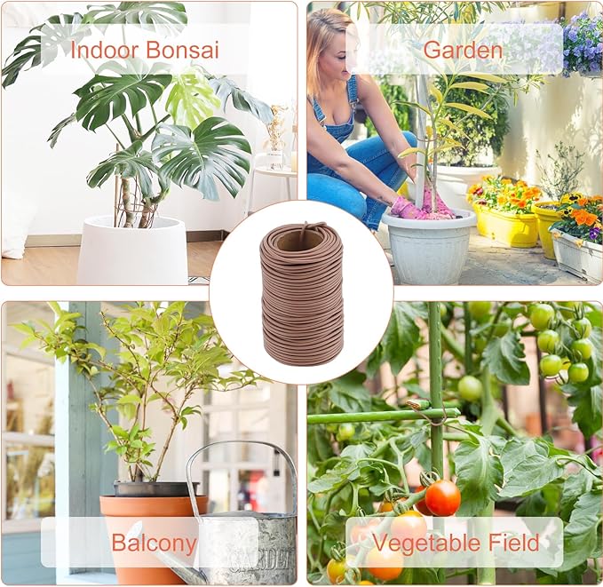130 Feet Soft Plant Tie Brown Twist Garden Ties for Plants Gardening Home Office Organization TPR Garden Ties Supplies with 2.5mm Diameter