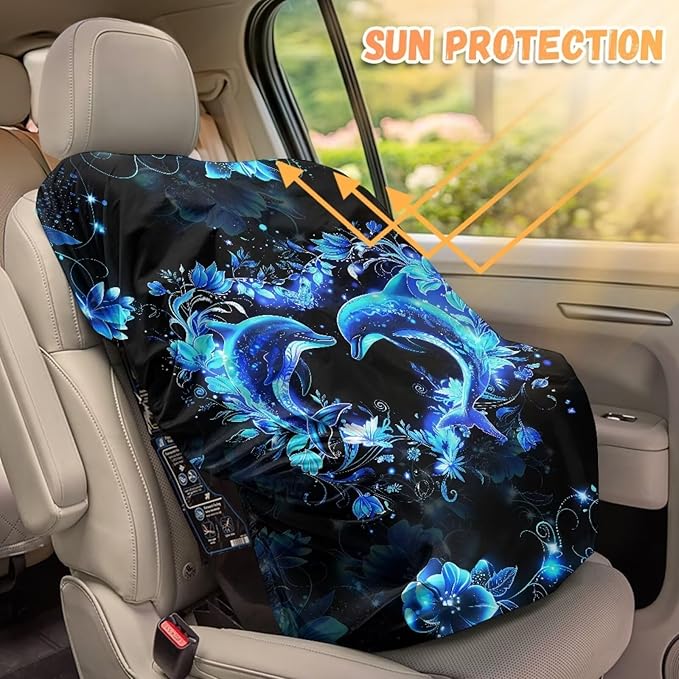XYZCANDO Dophin Car Seat Sun Cover for Baby Elegant Baby Car Seat Cover for Travel Washable Baby Car Seat Shade Cover for Travel Summer Carseat Cover Protect from Sun/Hot Days 2025