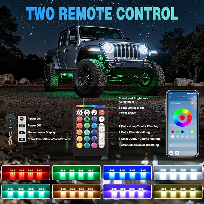 Nilight RGBW LED Rock Lights Kit, 6 Pods 22LED Wide Angle Remote & Bluetooth App Dual Control with Music Modes Multicolor Underglow Neon Wheel Well Light Fit for ATV UTV SUV Offroad Truck RZR Boat