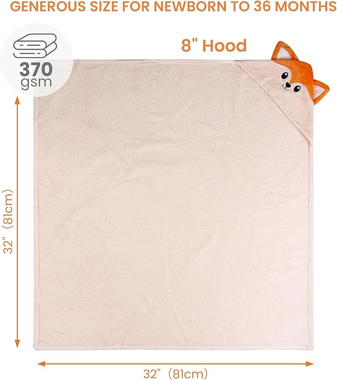 Mooreeke 2 Pack Toddler Towels - 100% Cotton Toddler Hooded Towels - Soft Baby Bath Towel with Hood for Newborn - Comfort Towel for Baby Girls and Boys - Animal Shaped (Puppy & Fox)