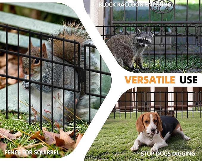 32 Panels Animal Barrier Fence No Dig, 32ft(L) X 13in(H) 1.2in Gap Rabbit Fences Ground Defense Border Small Metal Fencing, Dog Blocker Under Barriers for Garden, Flower Bed, Patio