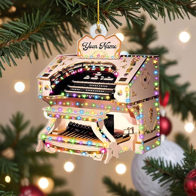 Mostefy Personalized Organ Christmas Ornament 2025, Custom Name Musical Instrument Holiday Decoration, Unique Pipe Organ Keepsake Gift for Musicians & Music Lovers (Organ3)