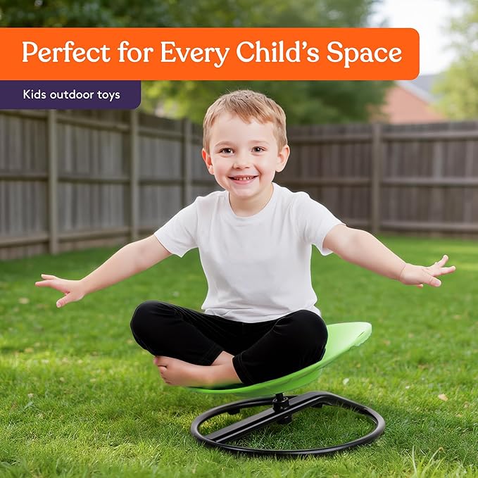 Special Supplies Smile Spinning Chair for Kids- Versatile Kids Sit and Spin Sensory Chair for Training Body Coordination for Playroom, Bedroom, or Nursery (Green)