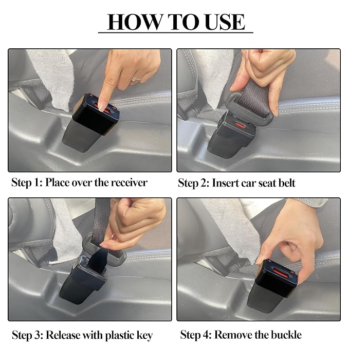 Car Seatbelt Buckle Guard, Child Seat Belt Lock Seatbelt Buckle Cover Seat Belt Lock Cover, Buckle Guard for Kids/Special Needs, 4-Pack Fit Most Car (Expect Truck)