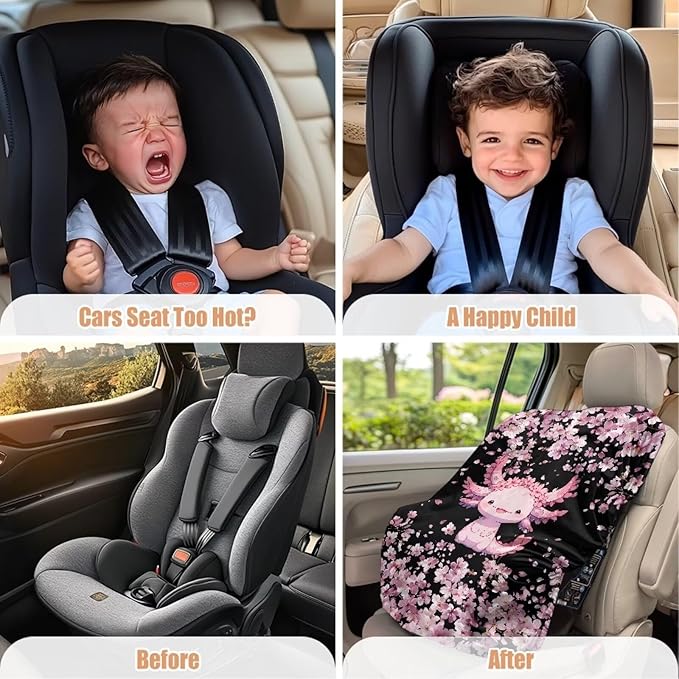 XYZCANDO Axolotl Car Seat Cover Baby Travel Cute Car Seat Sun Cover for Baby Replacement Car Seat Sun Protection Breathable Baby Car Seat Shade Cover for Most Cars Gift for Birthday